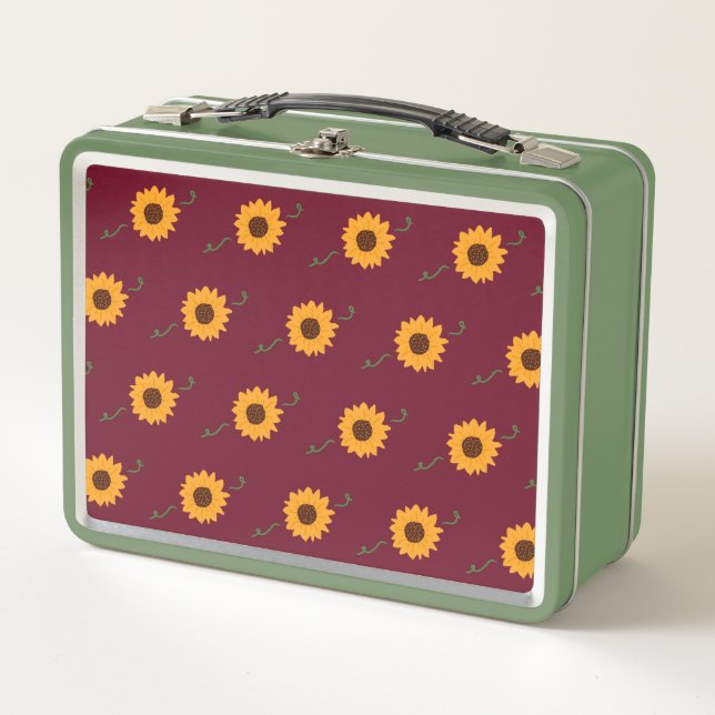 Sonnenblumen Metal Lunchbox (Barn Red & Gold) (Vorderseite)