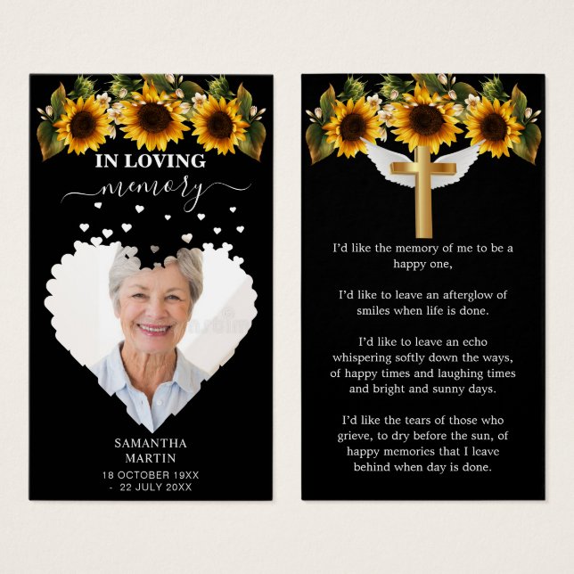 Sonnenblumen Minimales Gedenkfest Beerdigung Lesez (Vorne & Hinten)