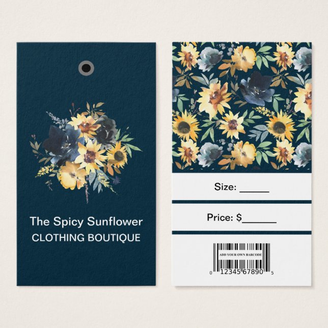 Sonnenblumen mit Bar Code-Preisschildern (Vorne & Hinten)