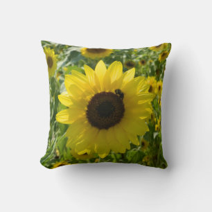 Sonnenblumen (mit Bienen) Kissen
