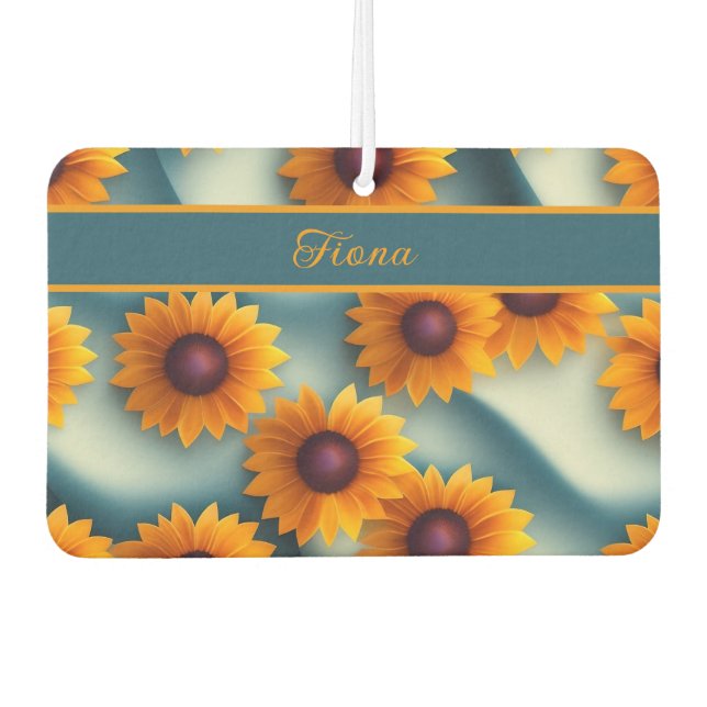 Sonnenblumen mit blauem Hintergrund Muster Autolufterfrischer (Vorderseite)