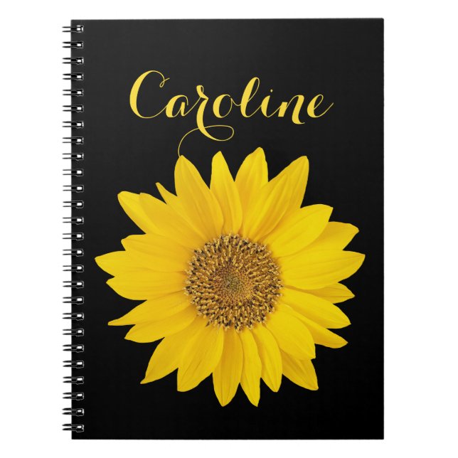 Sonnenblumen mit Individuelle Name-Notebook Notizblock (Vorderseite)