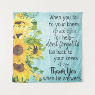 Sonnenblumen mit inspirierendem Gebetszitat--Glaub Wandteppich