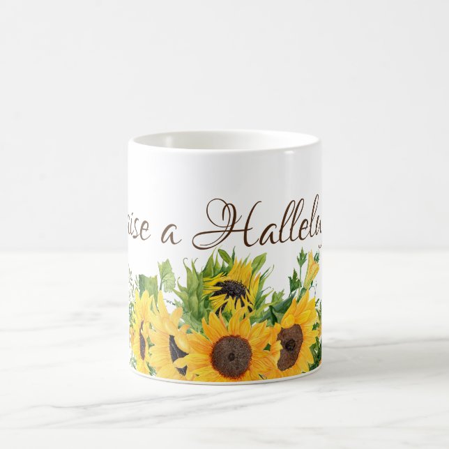 Sonnenblumen mit Raise a Halleluja Kaffeetasse (Mittel)