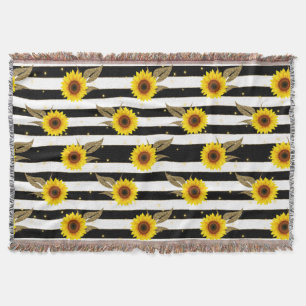 Sonnenblumen mit schwarzen und weißen horizontalen decke