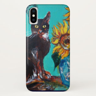 SONNENBLUMEN MIT SCHWARZER KATZE IN BLAUEM TURQUOI Case-Mate iPhone HÜLLE