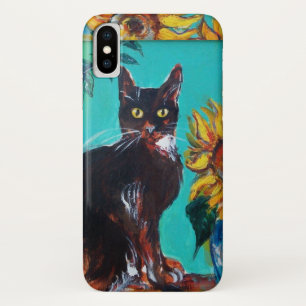 SONNENBLUMEN MIT SCHWARZER KATZE IN BLAUEM TURQUOI Case-Mate iPhone HÜLLE