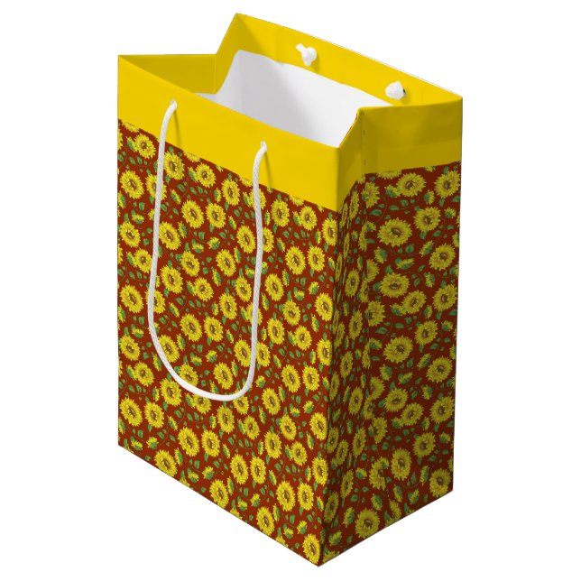 Sonnenblumen Mittlere Geschenktüte (Vorderseite Schrägansicht)