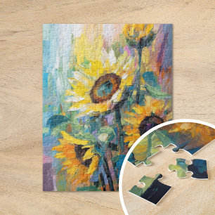 Sonnenblumen Moderne Abstrakte Blumenbemalung Puzzle