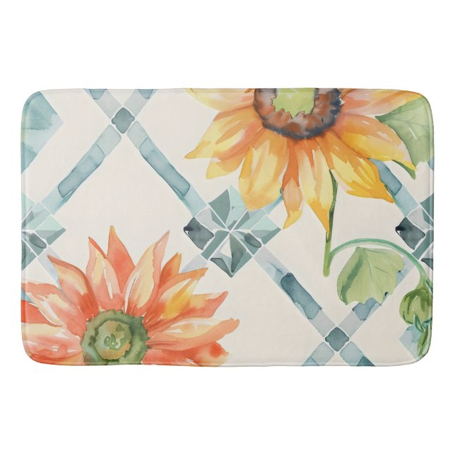 Sonnenblumen Moderne bedrückte Blumen Badematte (Vorderseite)