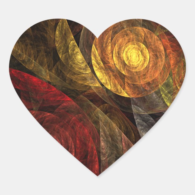 Sonnenblumen Modernes Abstraktes Kunstmuster Herz-Aufkleber (Vorderseite)