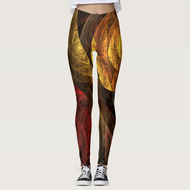 Sonnenblumen Modernes Abstraktes Kunstmuster Leggings (Vorderseite)