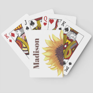 Sonnenblumen-Monogramm Gelb Weiß Rustikal Boho Chi Spielkarten