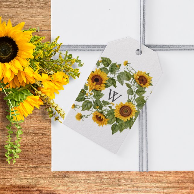 Sonnenblumen-Monogramm Geschenkanhänger (Von Creator hochgeladen)
