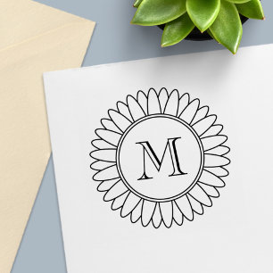 Sonnenblumen-Monogramm-Initial Permastempel