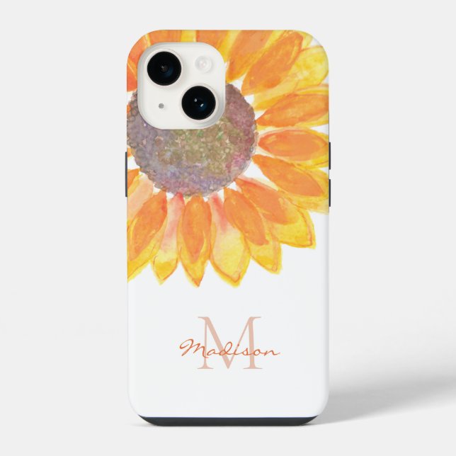 Sonnenblumen-Monogramm iPhone Hülle (Rückseite)