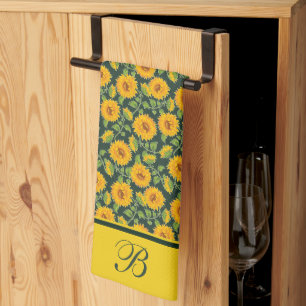 Sonnenblumen-Monogramm-Küchentuch Geschirrtuch