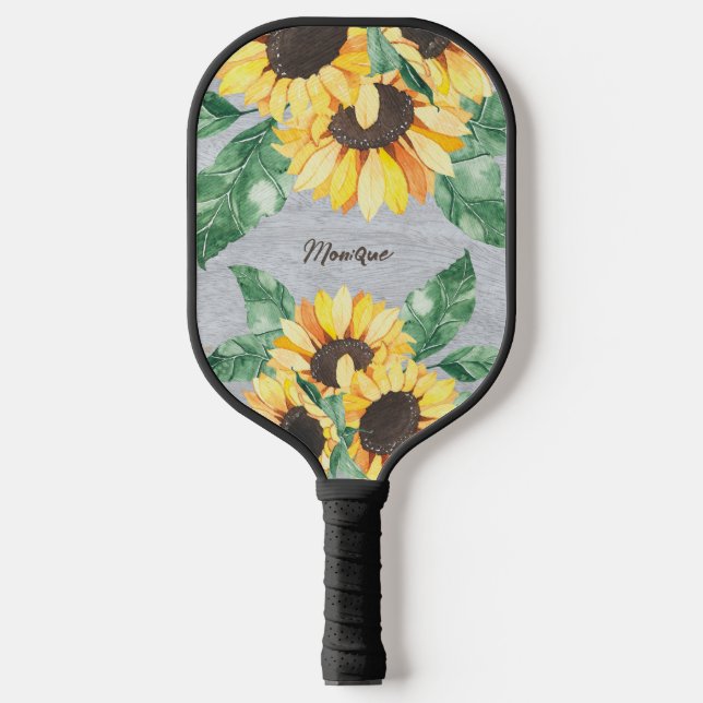 Sonnenblumen-Monogramm-Paddel Pickleball Schläger (Vorderseite)