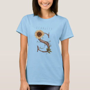Sonnenblumen-Monogramm 'S' Elegant  T-Shirt