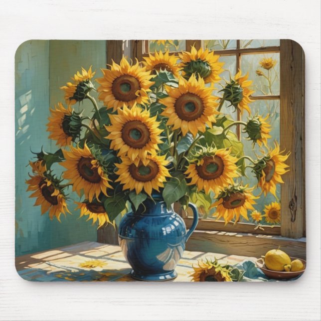 Sonnenblumen Morgen Mousepad (Vorne)