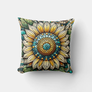 Sonnenblumen-Mosaik aus Glas Kissen