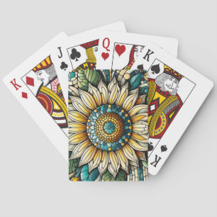 Sonnenblumen-Mosaik aus Glas Spielkarten