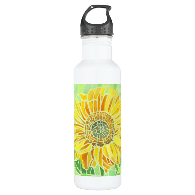 Sonnenblumen Mosaik Design Flasche Edelstahlflasche (Vorderseite)