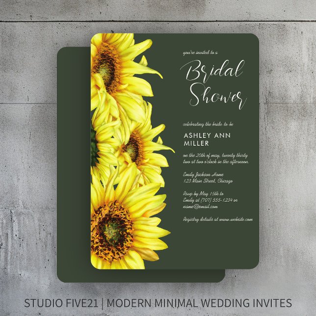 Sonnenblumen Moss Green Polterabend Einladung (Von Creator hochgeladen)