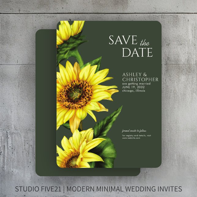 Sonnenblumen Moss Green Polterabend Save The Date (Von Creator hochgeladen)