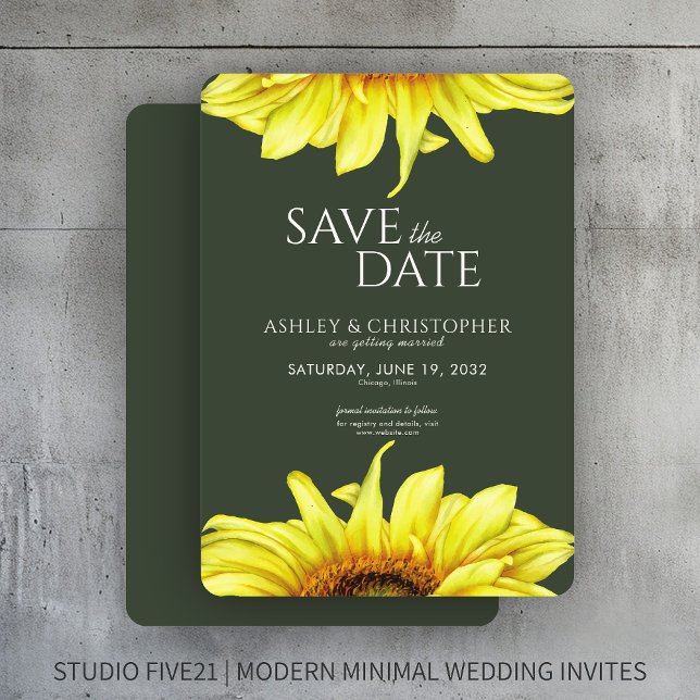 Sonnenblumen Moss Green Polterabend Save The Date (Von Creator hochgeladen)