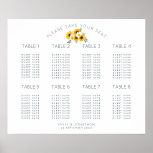 Sonnenblumen Motiv 8 Tisch 80 Quadrat Sitzordnung Poster