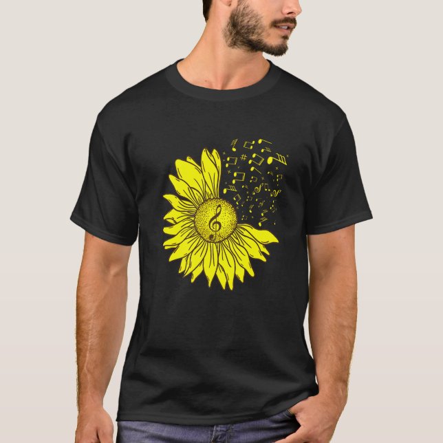 Sonnenblumen Musikinstrument Musiknoten Blume M T-Shirt (Vorderseite)