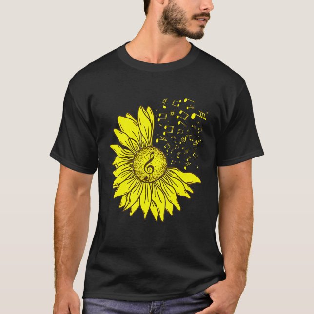 Sonnenblumen Musikinstrument Musiknoten Blume T-Shirt (Vorderseite)