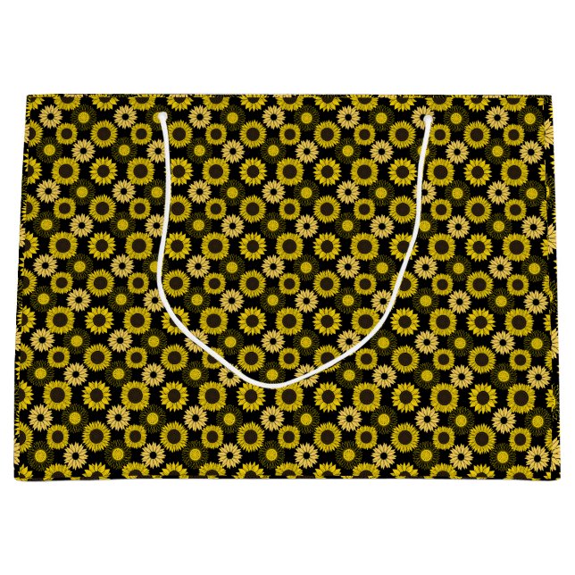 Sonnenblumen Muster bx4 Black BG Große Geschenktüte (Vorderseite)