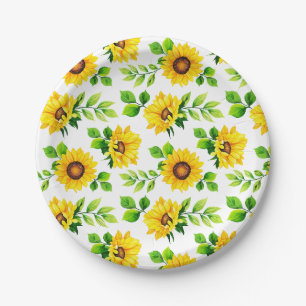 Sonnenblumen Muster Landhaus Geburtstagsparty Pappteller