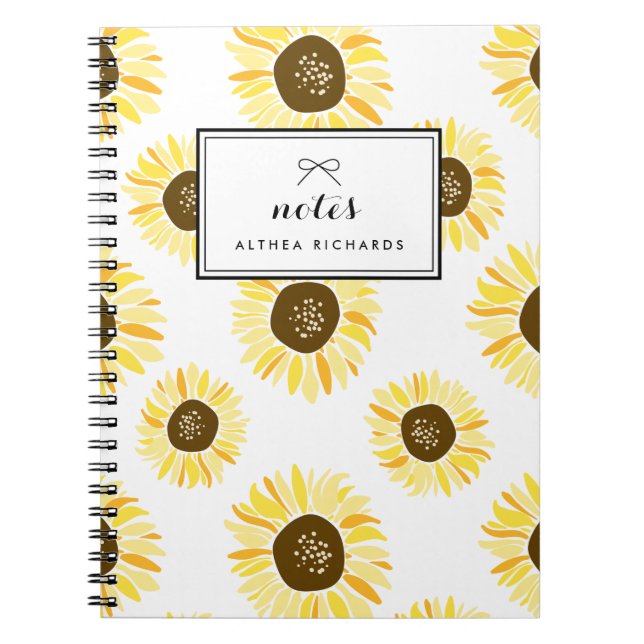 Sonnenblumen Muster Personalisiertes Notebook Notizblock (Vorderseite)