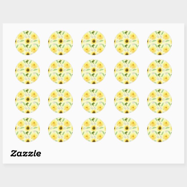 Sonnenblumen-Muster-Servietten Runder Aufkleber (Blatt)