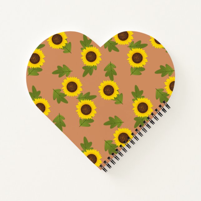Sonnenblumen-Musterdesign – CuteSpiral Notizbuch (Rückseite)