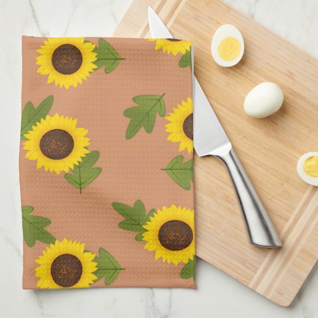 Sonnenblumen-Musterdesign – Hübsche Blumen-Ästheti Geschirrtuch (Viertel Falte)