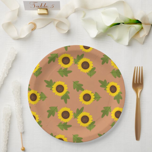 Sonnenblumen-Musterdesign – Hübsche Blumen-Ästheti Pappteller (Hochzeit)