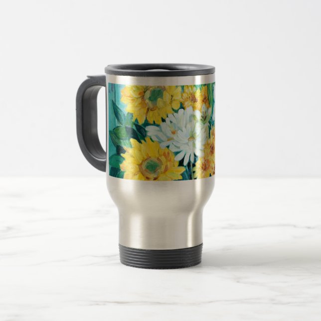 Sonnenblumen, Mütter und Lilien Reisebecher (Vorderseite Links)