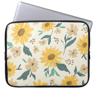 Sonnenblumen nahtlos Muster. Gelber Schwanz mit Laptopschutzhülle