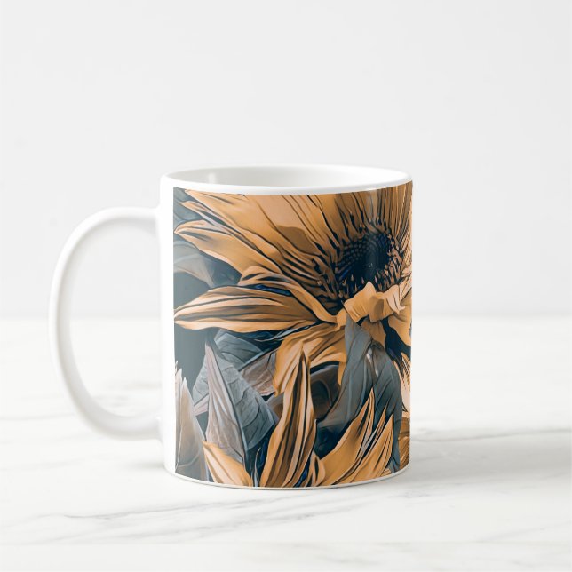 Sonnenblumen nahtlos Muster. Herbstwasserfarbe Kaffeetasse (Links)