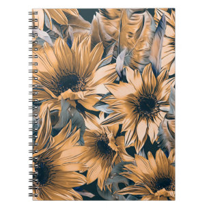 Sonnenblumen nahtlos Muster. Herbstwasserfarbe Notizblock