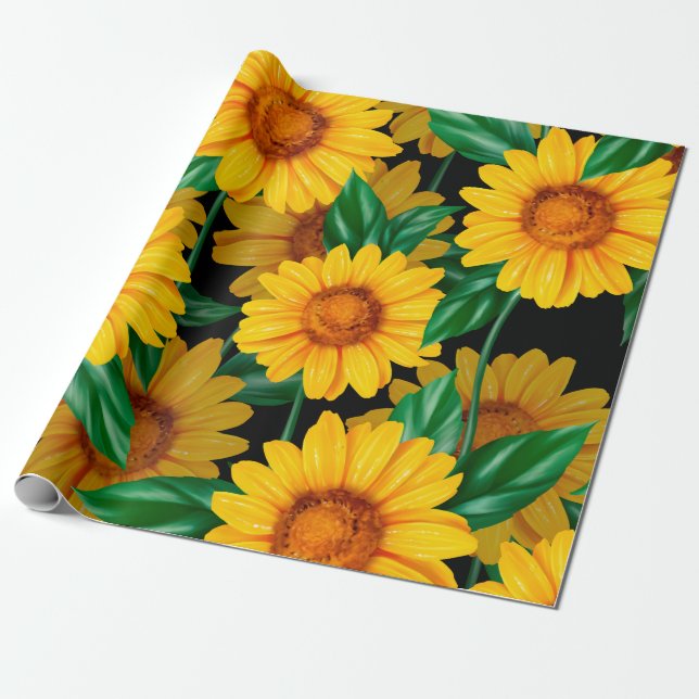 Sonnenblumen nahtlos Muster. Hintergrund mit gelb Geschenkpapier (Ungerollt)