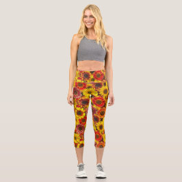 Sonnenblumen Nahtloses Muster Capri Leggings