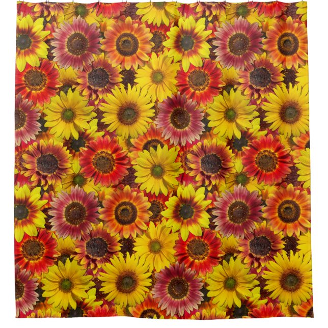 Sonnenblumen Nahtloses Muster Duschvorhang (Vorderseite)