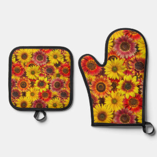 Sonnenblumen Nahtloses Muster Ofenhandschuh & Topflappen-Set