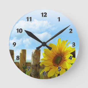 Sonnenblumen Natur Schönheit Runde Wanduhr