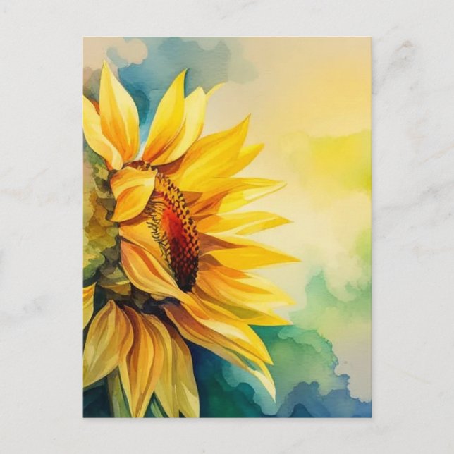 Sonnenblumen, Naturlandschaft, Aquarellkunst, Blum Postkarte (Vorderseite)